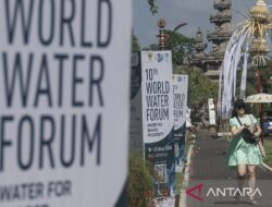 Meriahkan World Water Forum ke-10, sejumlah hiasan khas Bali terpasang di jalan protokol